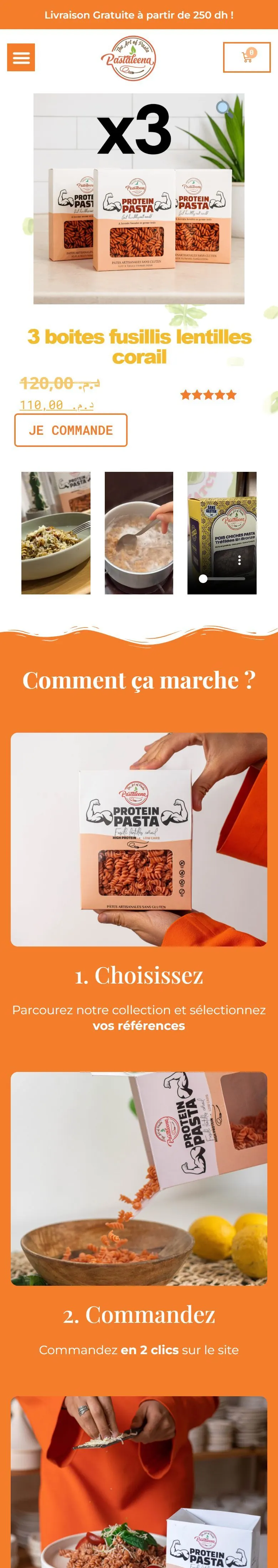 Product page of Pastaleena on a phone, a Moroccan artisan pasta brand